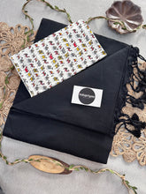 Black Handloom Cotton Saree With Animal Print Blouse